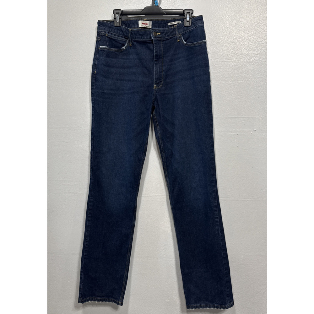 Wrangler High Rise True Straight Leg Womens Jeans 14 Tall Blue Denim Rodeo Ranch